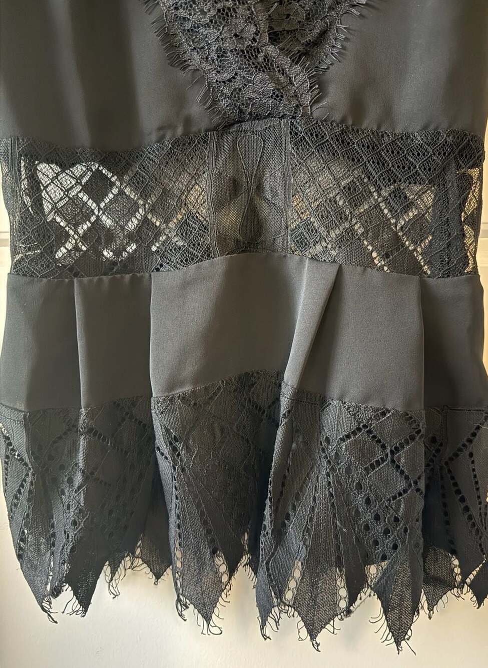 Vintage Y2K Bebe Black Lace Peplum Top Eyelash Fringe Size Small - Picture 4 of 11
